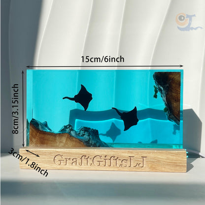 Manta Ray Resin Lamp, Ocean Artwork, Personalized Decor, Halloween Gifts, Christmas Gifts, Best Friend Gifts
