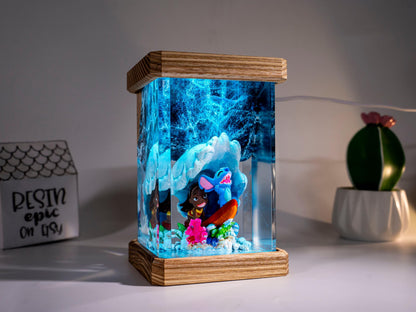 Stitch Resin Night Light – Blue Koala resin lamp, Custom Gift for Kids & Mother, Stitch and Lilo gift