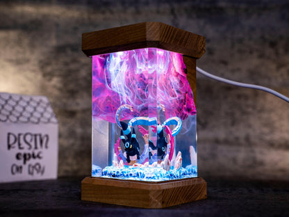 Eevee Evolution Resin Lamp, Unique Epoxy Lamp for Kid, custom night light, pokemon figure, mother's day gift ideas