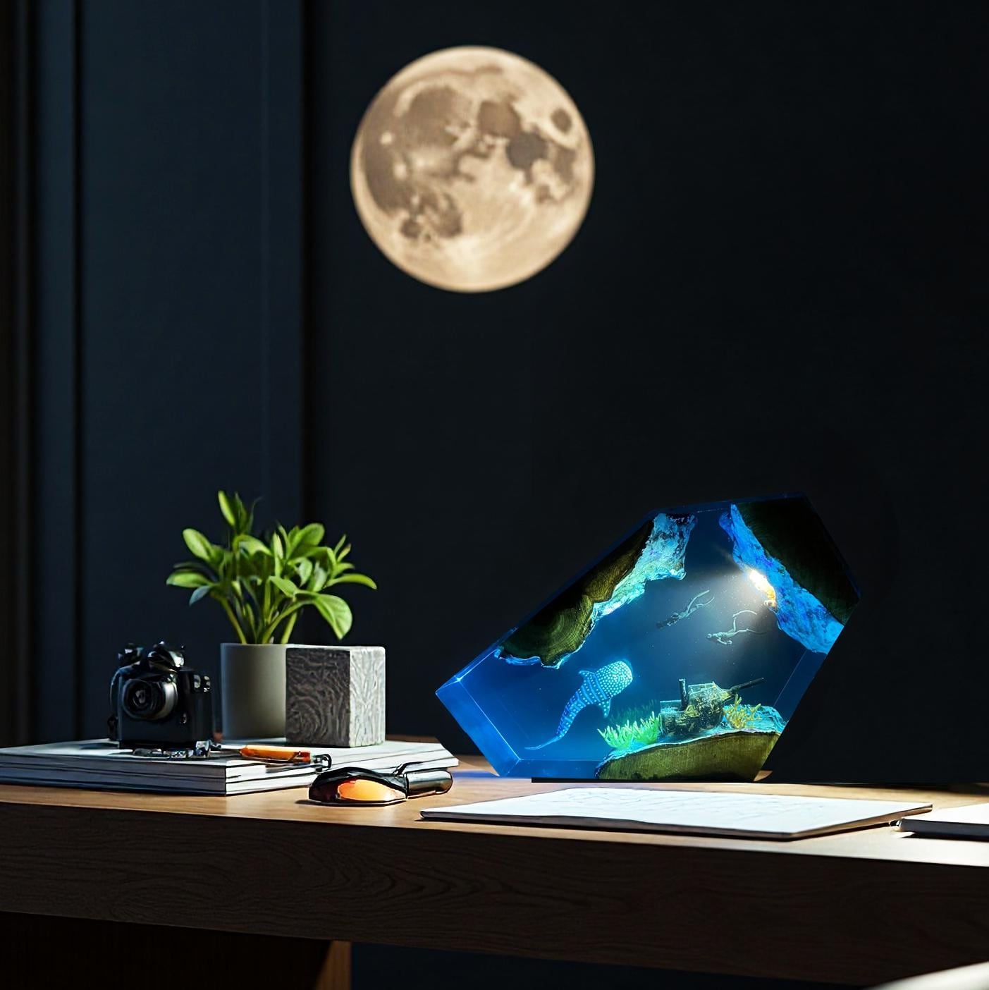 Whale Shark Resin Night Light, Ocean Lover Gift, Living Room Decoration, Mother's Day Gift, Shipwreck, Christmas Gift, Best Friend Gift