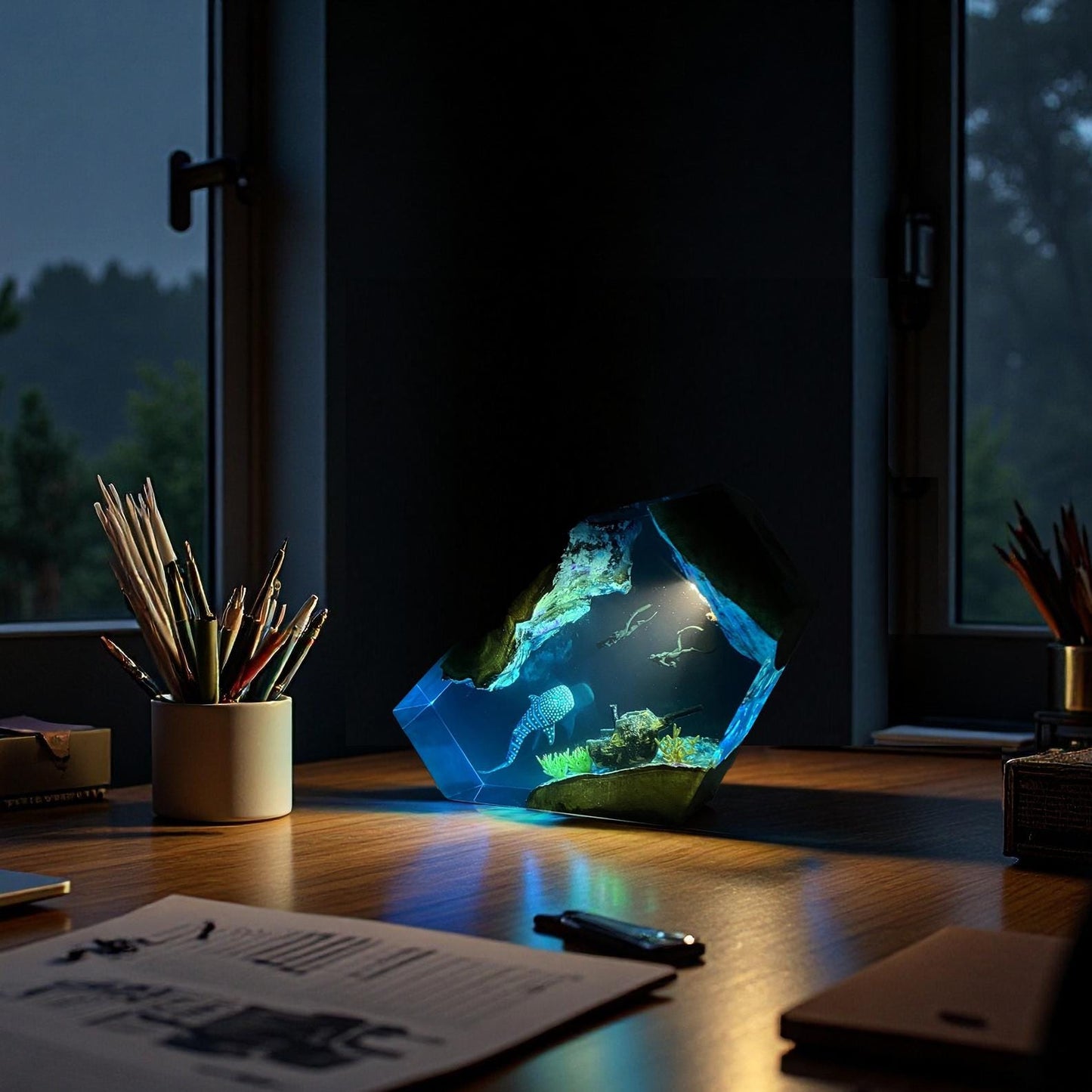 Whale Shark Resin Night Light, Ocean Lover Gift, Living Room Decoration, Mother's Day Gift, Shipwreck, Christmas Gift, Best Friend Gift