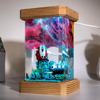 Journey of Hor.net vs K.night resin lamp, Hollow Knight Resin Lamp, Hornet and Knight Light, Hollow Silk & song Figure, Handmade Epoxy Lamp