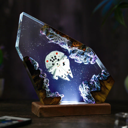 Space Galaxy Resin Lamp: Wood & Epoxy Night Light, Epoxy Night Lamp for Spacecraft, Interstellar resin lamp, Hallowen Gift