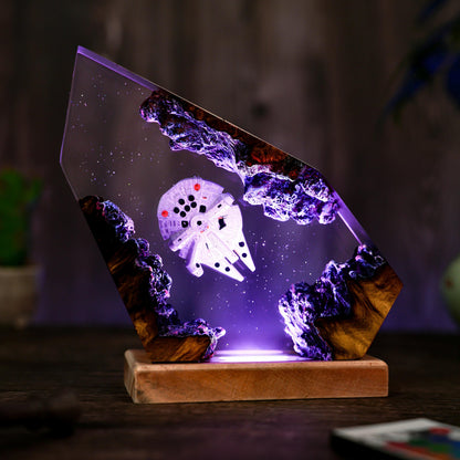 Space Galaxy Resin Lamp: Wood & Epoxy Night Light, Epoxy Night Lamp for Spacecraft, Interstellar resin lamp, Hallowen Gift