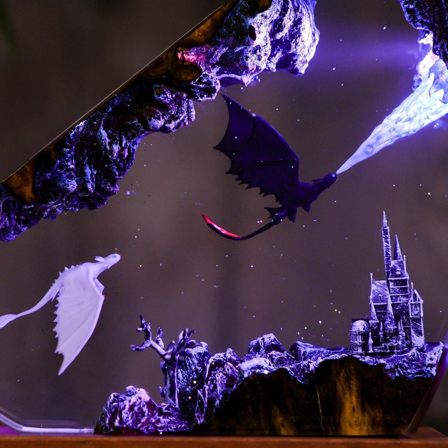 Handmade Fury dragon couple lamp, Fangless dragon Epoxy Resin Lamp, HTTYD Gift, Unique Gift, resin art, Housewarming Gifts Bedroom lamp