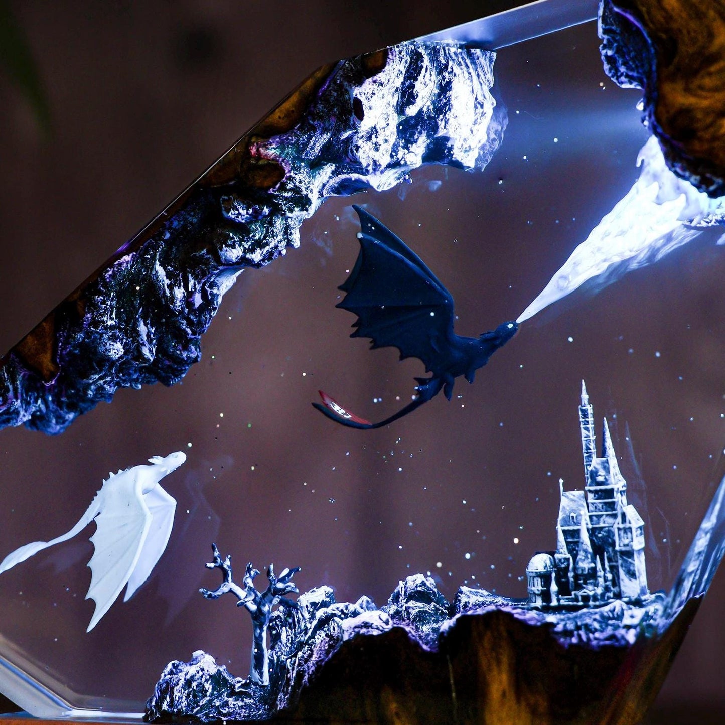 Handmade Fury dragon couple lamp, Fangless dragon Epoxy Resin Lamp, HTTYD Gift, Unique Gift, resin art, Housewarming Gifts Bedroom lamp