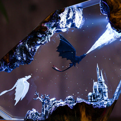 Handmade Fury dragon couple lamp, Fangless dragon Epoxy Resin Lamp, HTTYD Gift, Unique Gift, resin art, Housewarming Gifts Bedroom lamp