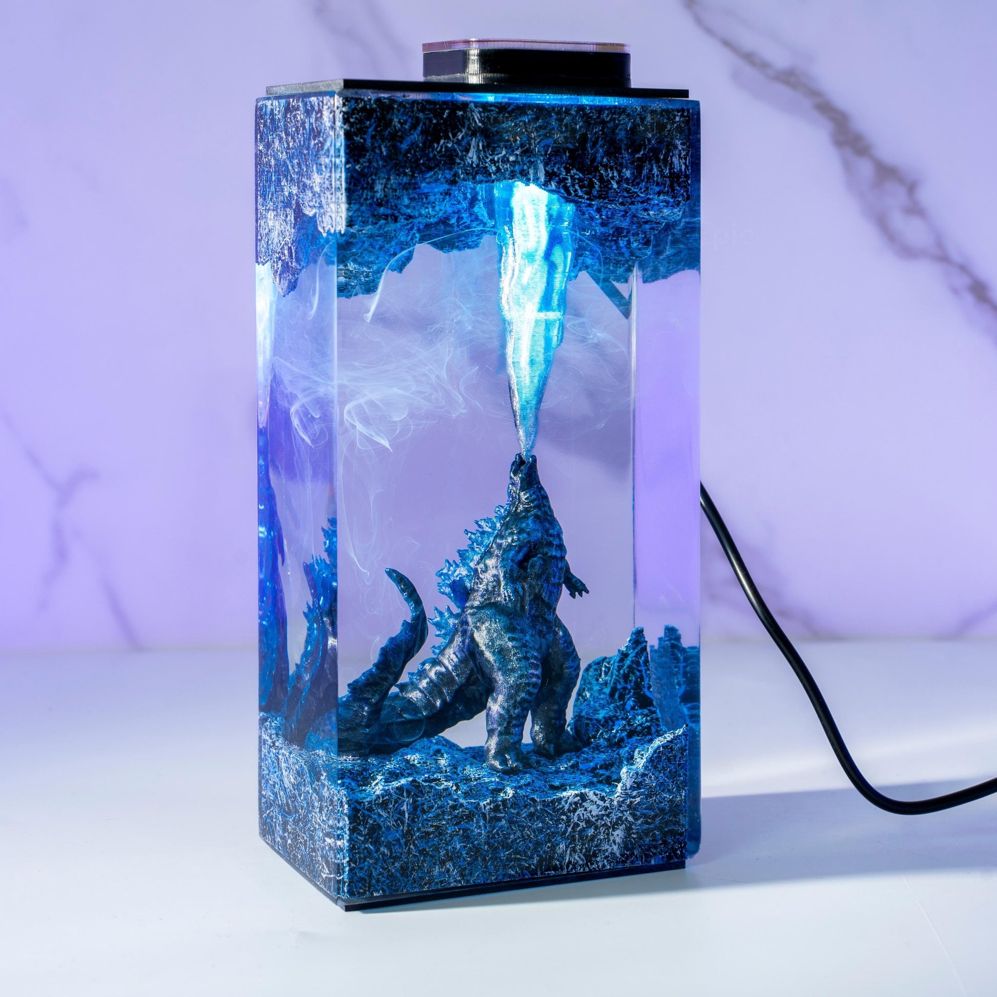 Godzilla Handmade decor Epoxy Lamp- diorama resin lamp, handmade gifts for him, home decoration, godzilla lamp, mother's day