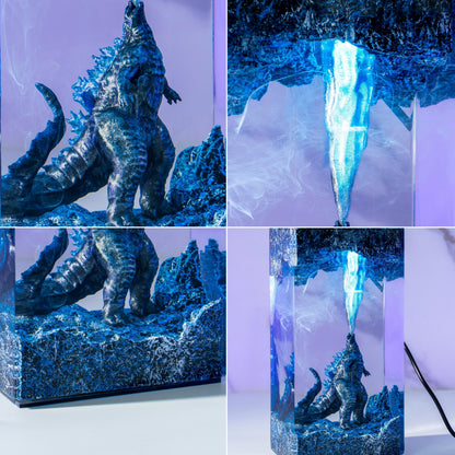 Godzilla Handmade decor Epoxy Lamp- diorama resin lamp, handmade gifts for him, home decoration, godzilla lamp, mother's day