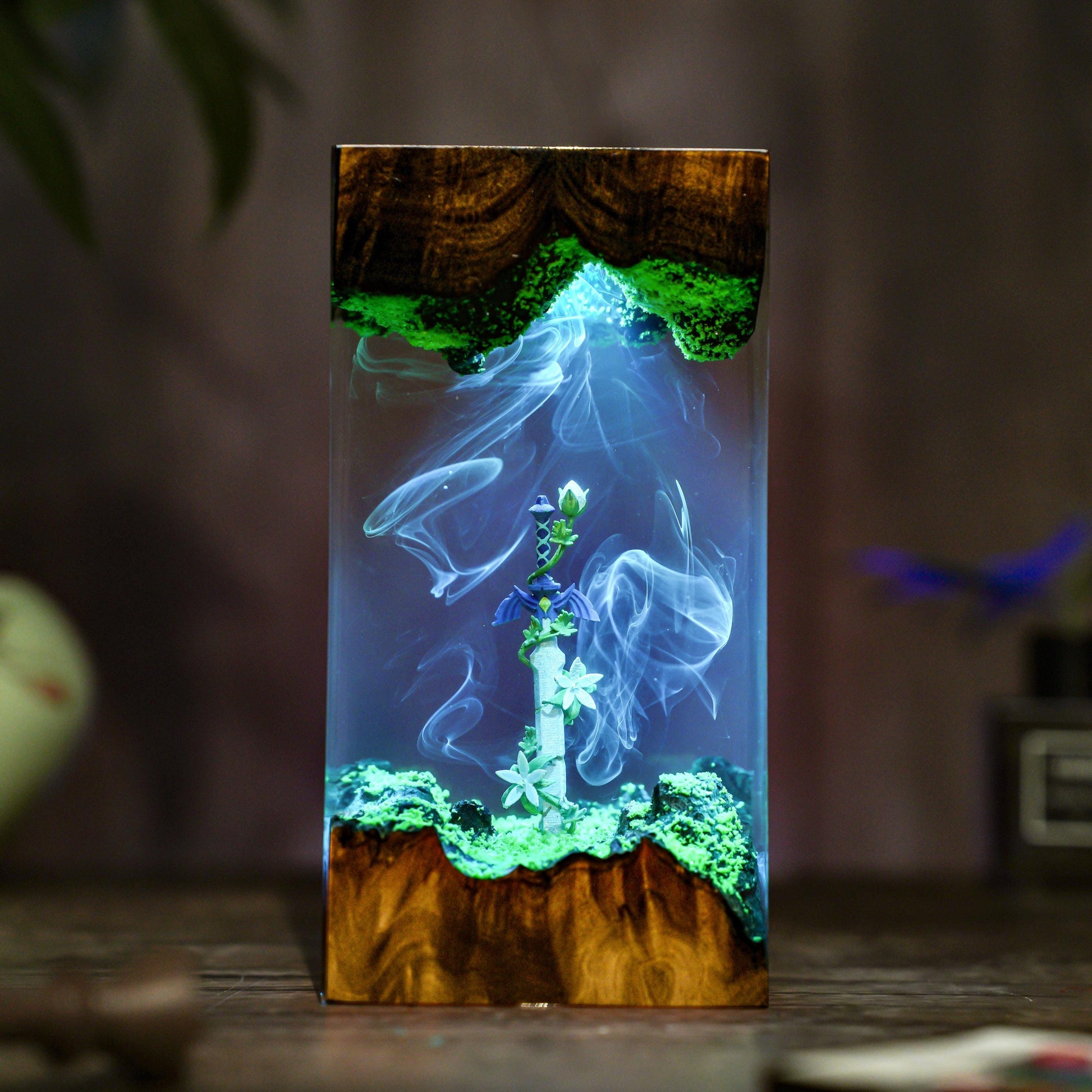 Handmade Legendary Sword, Sword Silent Princess Flower lamp,  Resin Wood Lamp, Hylaria Statue Gaming Decor, Winter Gifts for Him, TLoZ  BOTW