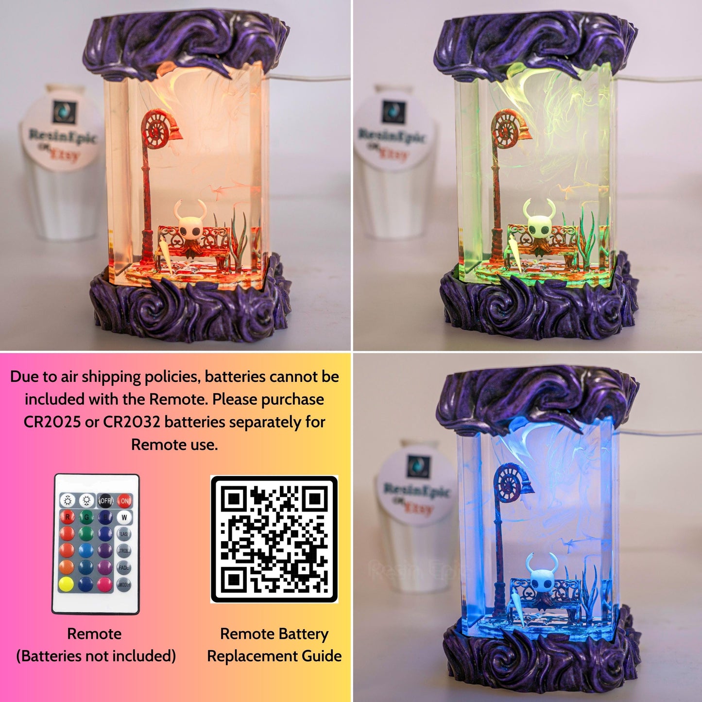Journey of Hor.net vs K.night resin lamp, Hollow Knight Resin Lamp, Hornet and Knight Light, Hollow Silk & song Figure, Handmade Epoxy Lamp