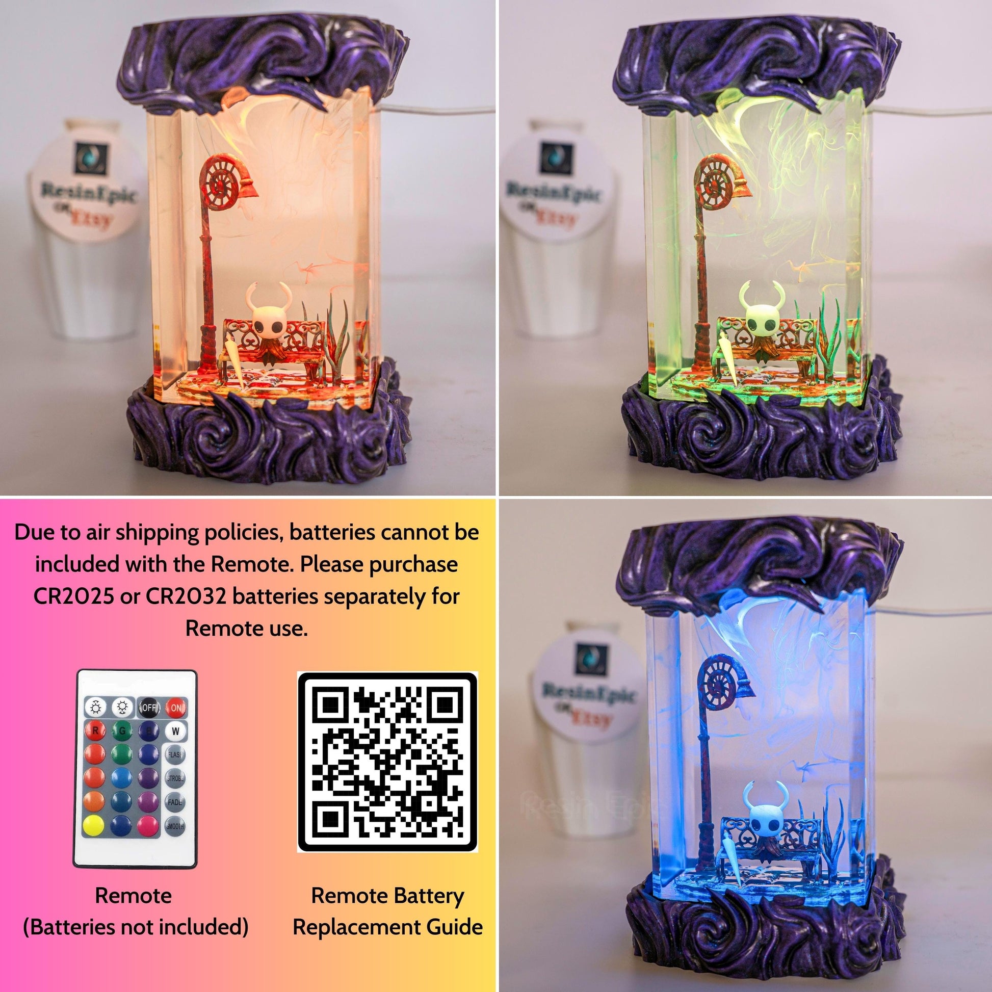 Journey of Hor.net vs K.night resin lamp, Hollow Knight Resin Lamp, Hornet and Knight Light, Hollow Silk & song Figure, Handmade Epoxy Lamp