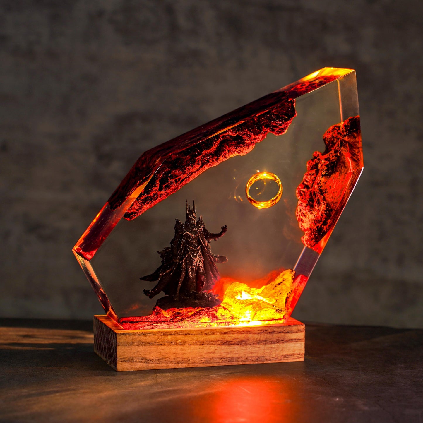 Ring of Flame Resin  Night Lamp – custom resin night light, gaming decor, Lord Ring resin night light,  gift for mom, sauron lamp for him