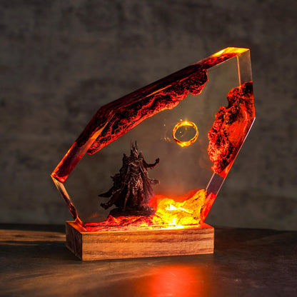 Ring of Flame Resin  Night Lamp – custom resin night light, gaming decor, Lord Ring resin night light,  gift for mom, sauron lamp for him