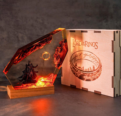 Ring of Flame Resin  Night Lamp – custom resin night light, gaming decor, Lord Ring resin night light,  gift for mom, sauron lamp for him