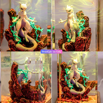 Eevee Evolution Resin Lamp, Unique Epoxy Lamp for Kid, custom night light, pokemon figure, mother's day gift ideas