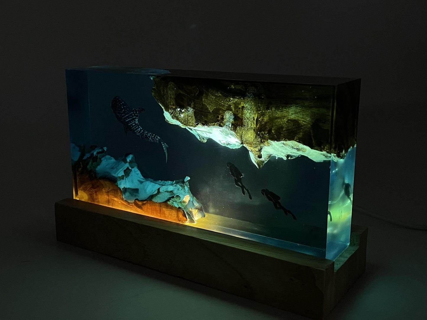 Whale Shark Cube Resin Lamp, Handmade Ornament, Diver Art Craft, ocean art, Best Friend Gift, Unique Decor, Gift for Kids