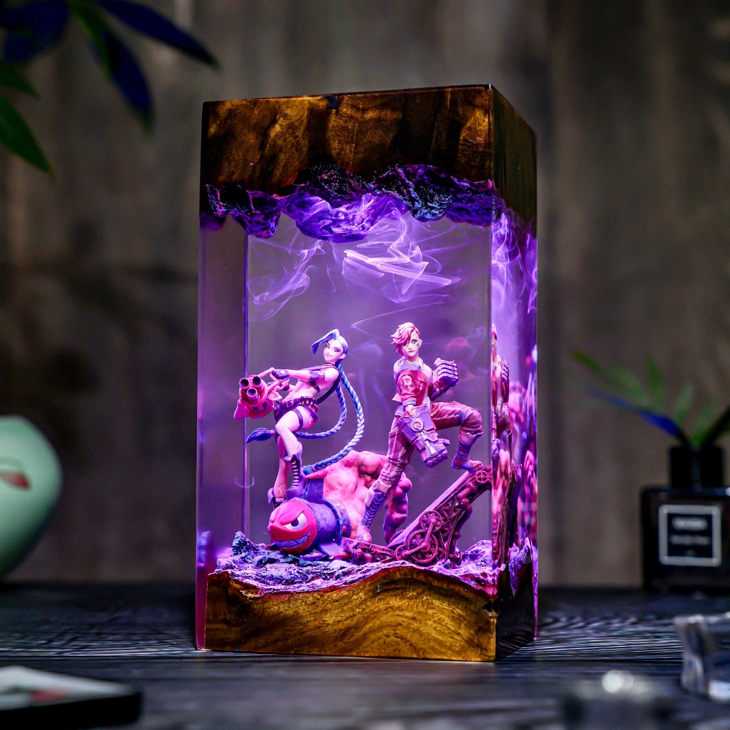 Handmade League of Heroes lamp, Game of Legends, ZinX & Vy Lamp, Resin figures, Table lamp, Gamer Gift, Fan Merchandise, Christmas gift
