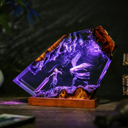 Custom Eternal Fantasy Lamp, Final Legend Art, Cloud Blade vs Sephiron Blade, video game, Gift for gamer, Gift for kids, table lamp