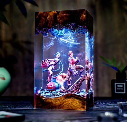 Handmade League of Heroes lamp, Game of Legends, ZinX & Vy Lamp, Resin figures, Table lamp, Gamer Gift, Fan Merchandise, Christmas gift