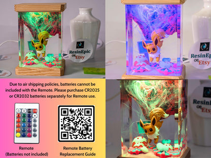 Eevee Evolution Resin Lamp, Unique Epoxy Lamp for Kid, custom night light, pokemon figure, mother's day gift ideas