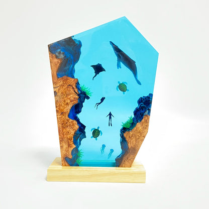 Ocean Resin Night Light, Unique Home Decoration, Gift For Her, Christmas Gift, Gift For Friend, Humpback Whale, Manta Ray