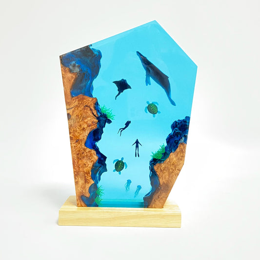 Ocean Resin Night Light, Unique Home Decoration, Gift For Her, Christmas Gift, Gift For Friend, Humpback Whale, Manta Ray