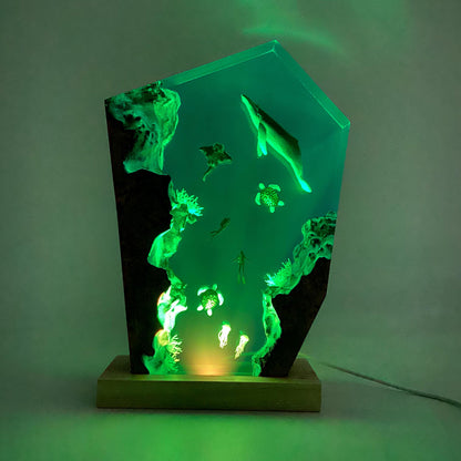 Ocean Resin Night Light, Unique Home Decoration, Gift For Her, Christmas Gift, Gift For Friend, Humpback Whale, Manta Ray