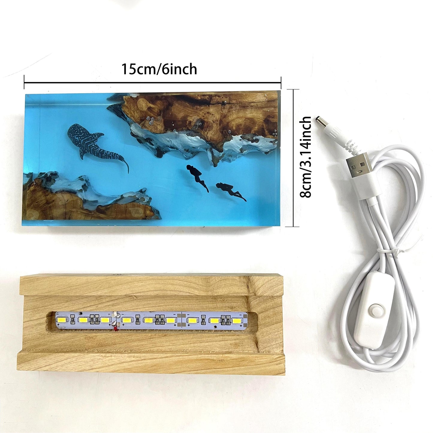 Whale Shark Cube Resin Lamp, Handmade Ornament, Diver Art Craft, ocean art, Best Friend Gift, Unique Decor, Gift for Kids