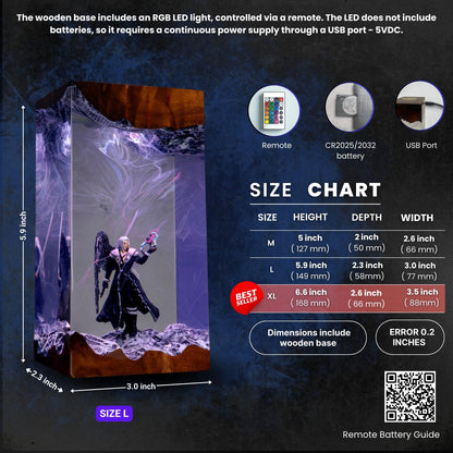 Custom Sephiroth and Cloud Resin Night Light, Epoxy Wood Night Lamp,  FF7 Collector Gift