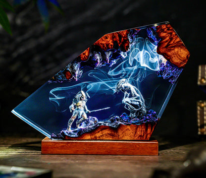 Diorama alien monsters fight lamp, alien movie Resin Lamp, Space Resin Lamp, Personalized Night Light, Sci-Fi Horror Being, Xmas 2025