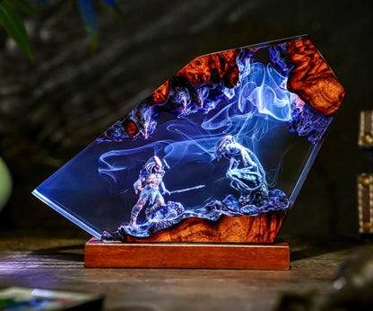 Diorama alien monsters fight lamp, alien movie Resin Lamp, Space Resin Lamp, Personalized Night Light, Sci-Fi Horror Being, Xmas 2025