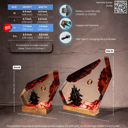 Ring of Flame Resin  Night Lamp – custom resin night light, gaming decor, Lord Ring resin night light,  gift for mom, sauron lamp for him