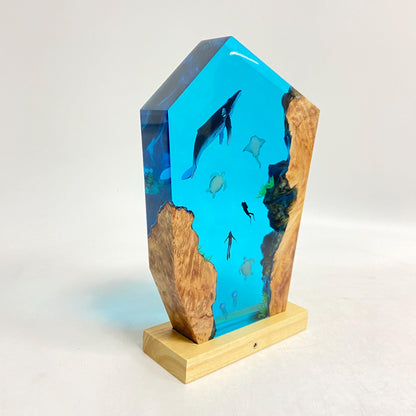 Ocean Resin Night Light, Unique Home Decoration, Gift For Her, Christmas Gift, Gift For Friend, Humpback Whale, Manta Ray