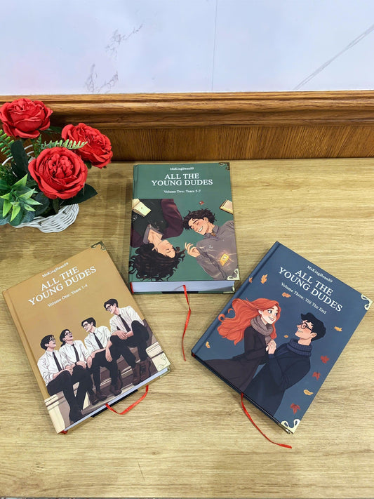 All The Young Dudes with 3-Volume Set: Hardcover Collection, Illustrated Romantic Dramione Fanfiction, Cheerful Cover