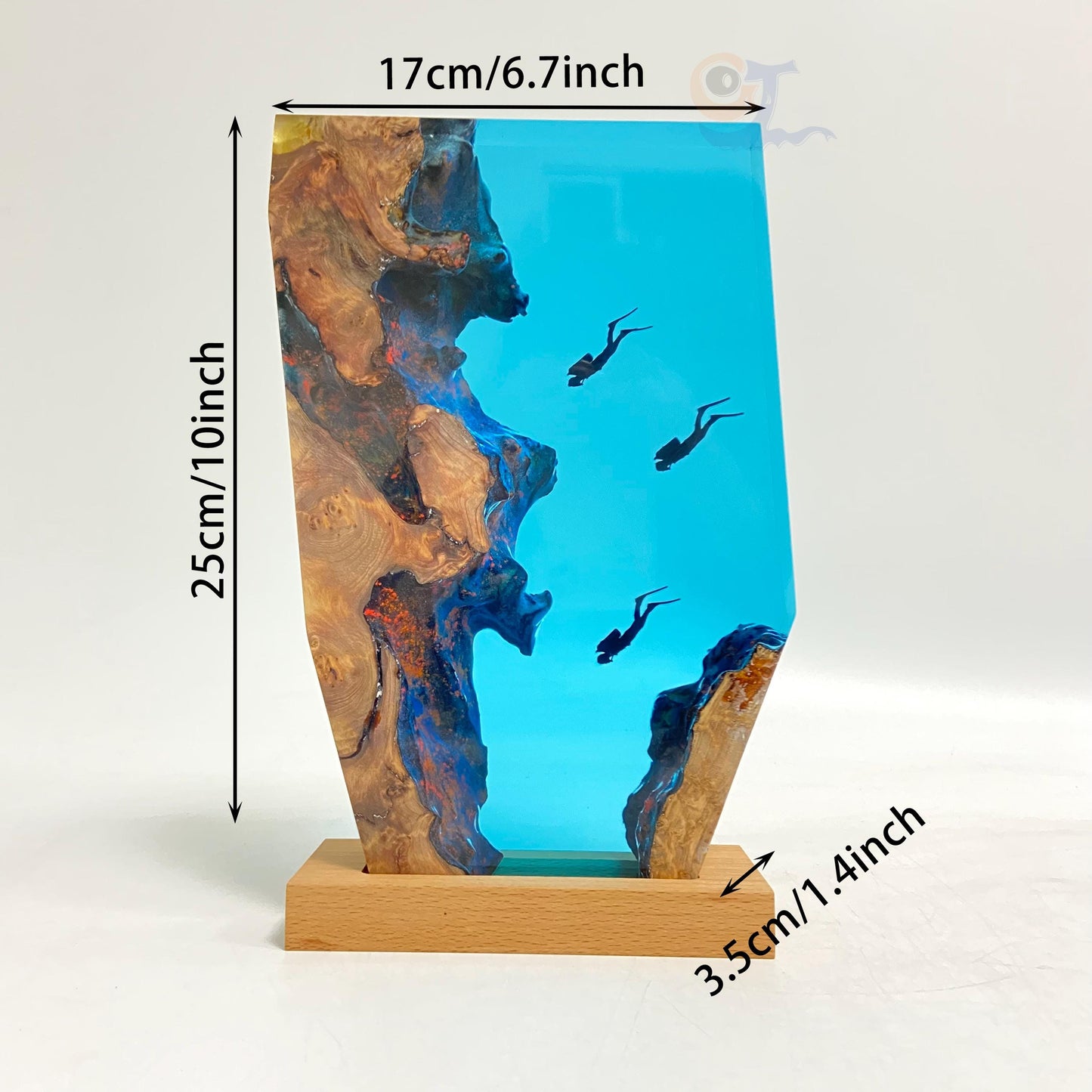 Personalized Diver Night Light, Epoxy Wooden Deep Sea Lamp, Personalised Epoxy Wooden Light, Freediving, Halloween Gift, Christmas Gift
