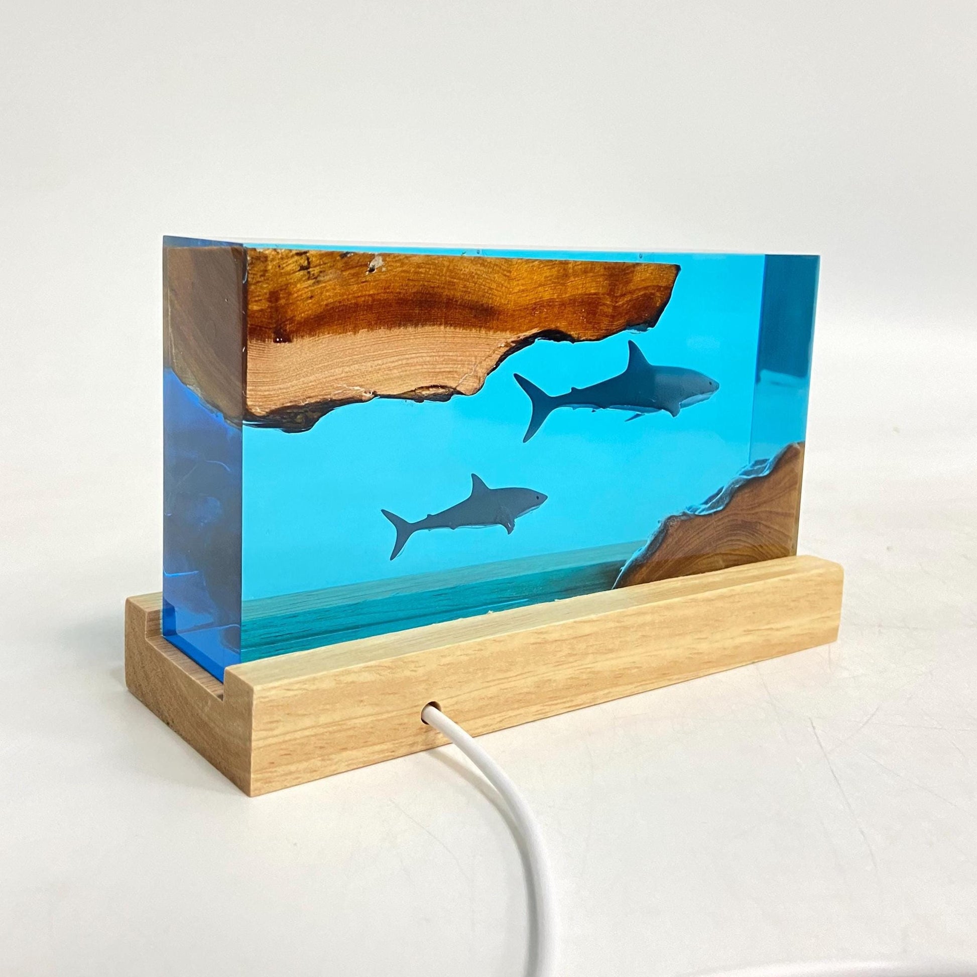 Shark Cube Resin Lamp, Home Decor, Personalized Gifts, Halloween Gifts, Handmade Gifts for Kids, Christmas Gifts