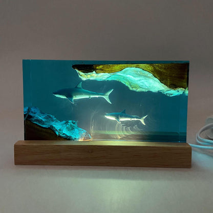 Shark Cube Resin Lamp, Home Decor, Personalized Gifts, Halloween Gifts, Handmade Gifts for Kids, Christmas Gifts