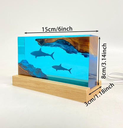 Shark Cube Resin Lamp, Home Decor, Personalized Gifts, Halloween Gifts, Handmade Gifts for Kids, Christmas Gifts