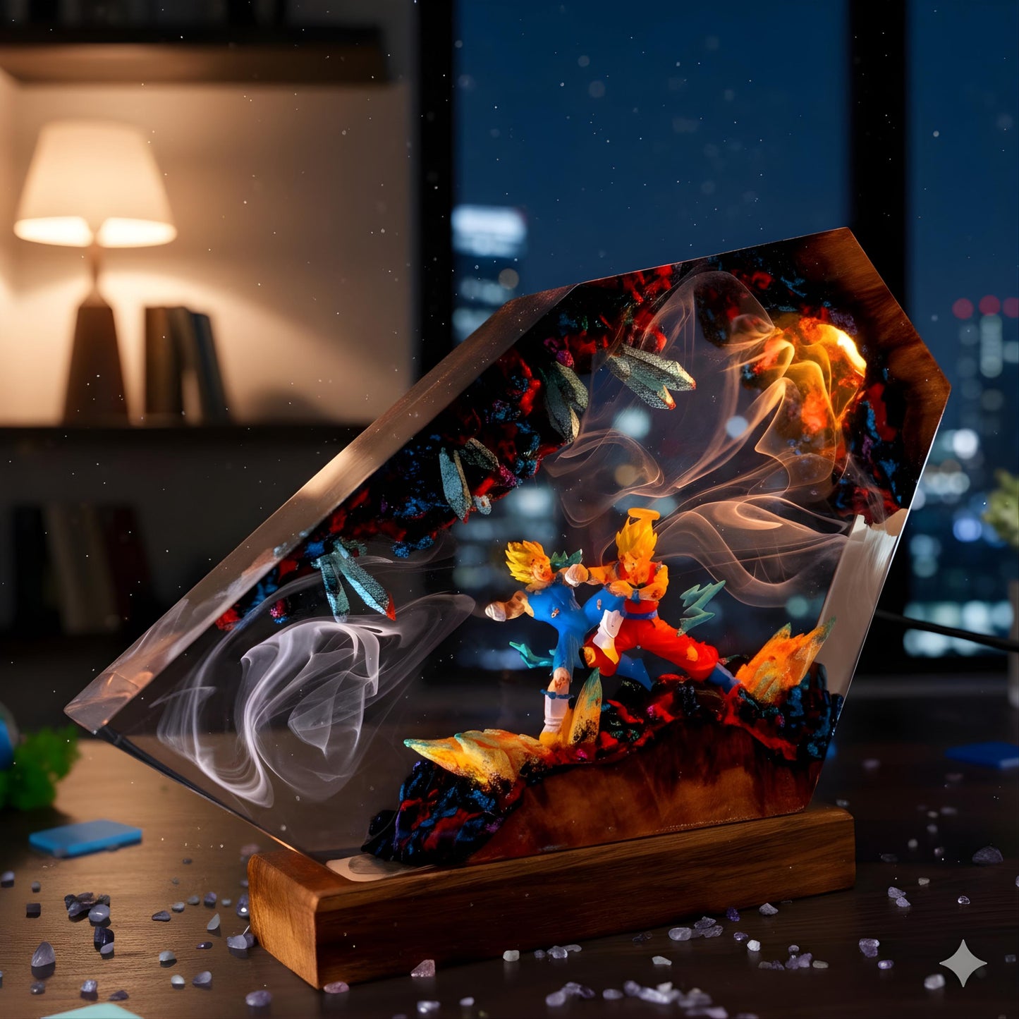 Dragon ball Majin Son goku and vegeta resin night light, anime resin lamp, playroom decore for him, Unique Gift for Anime Lovers