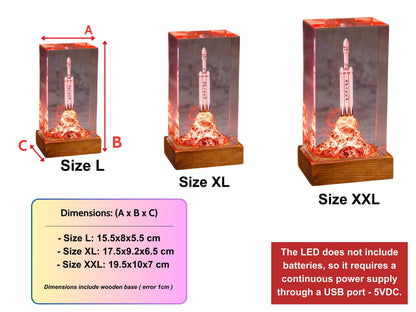 SpaceX Starship Rocket Launch Lamp - Falcon Heavy resin epoxy lamp, Gift for Engineers & Space Lovers, Luxury Corporate Gifts