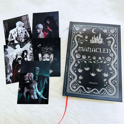Manacled Illustrated Hardcover Book – Collector Edition Novel | Handmade Rebound Dark Romance | Art Prints & Bookmark Set