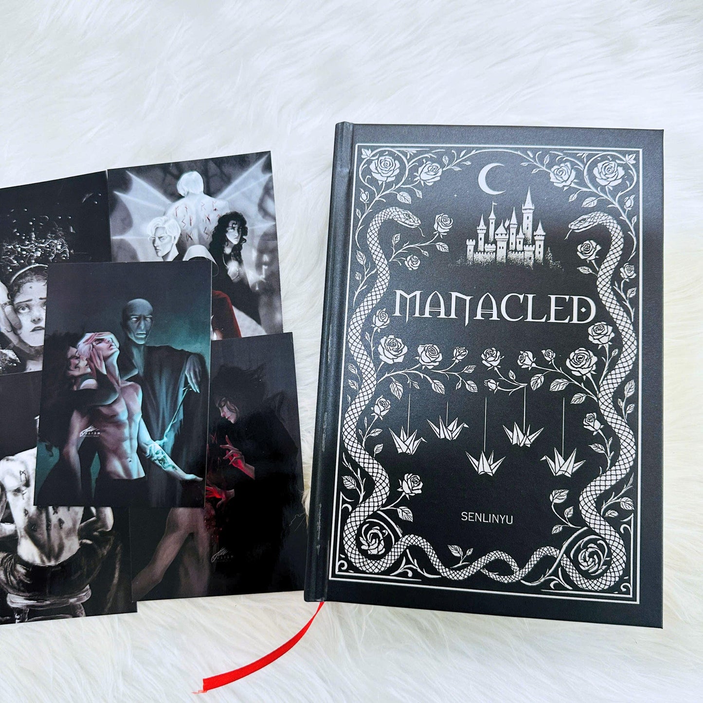 Manacled Illustrated Hardcover Book – Collector Edition Novel | Handmade Rebound Dark Romance | Art Prints & Bookmark Set