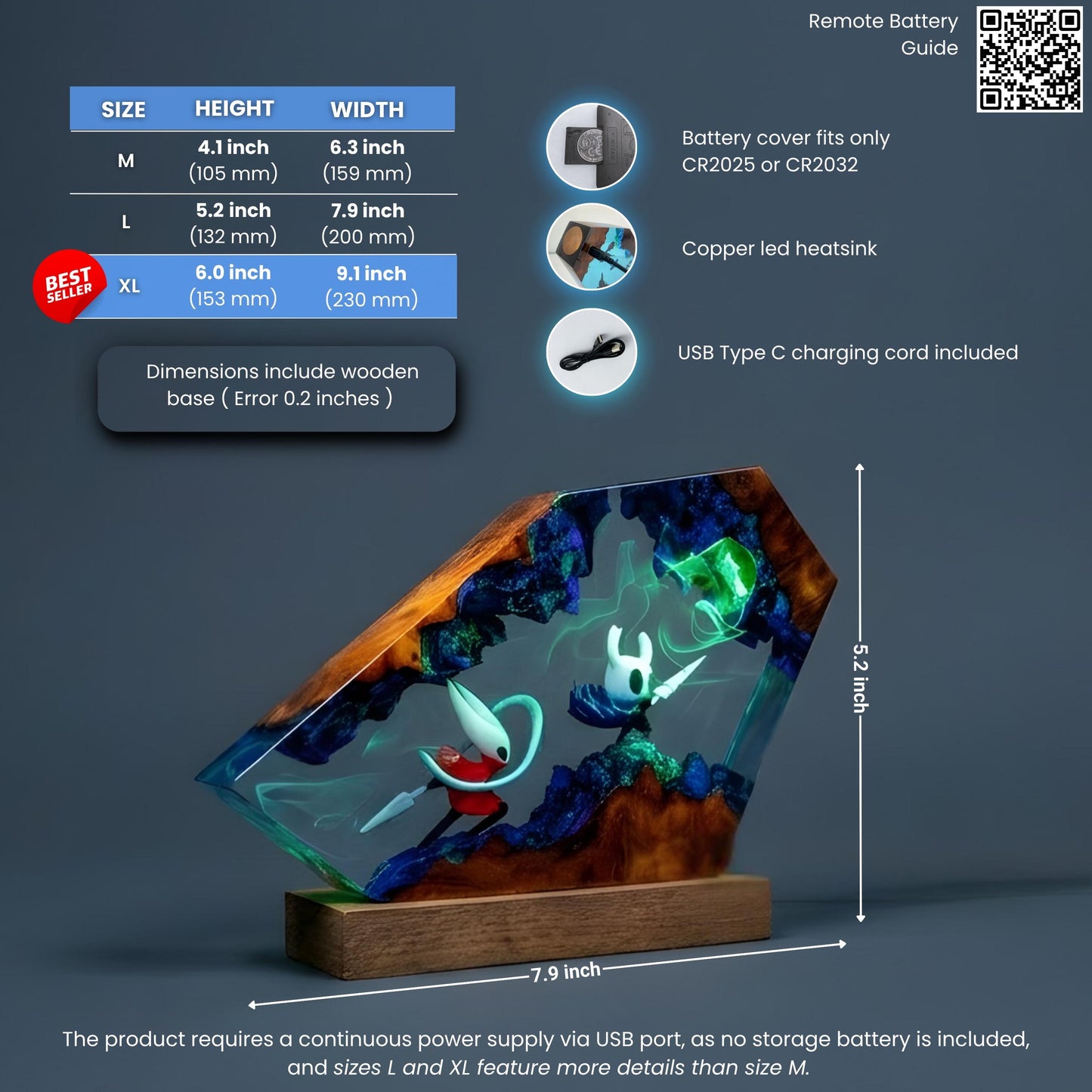 Journey of Hor.net vs K.night resin lamp, Hollow Knight Resin Lamp, Hornet and Knight Light, Hollow Silk & song Figure, Handmade Epoxy Lamp