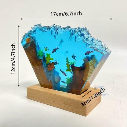 Ocean Resin Lamp, Tropical Fish Scene, Wooden Led Lamp Base, Perfect As A Gift For Friends, Gift For Mom, Halloween Gift