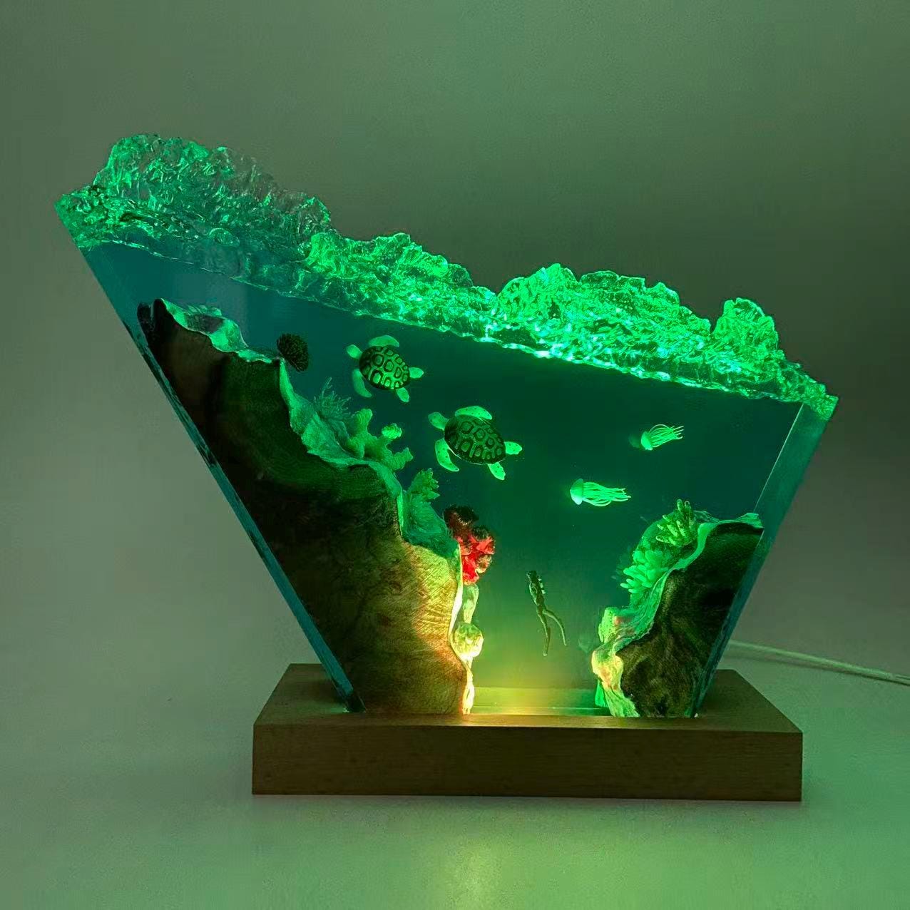 Ocean Scene Resin Night Light, Turtles, Jellyfish, Personalized Decoration For Divers, Gift For Best Friend, Gift For Mom