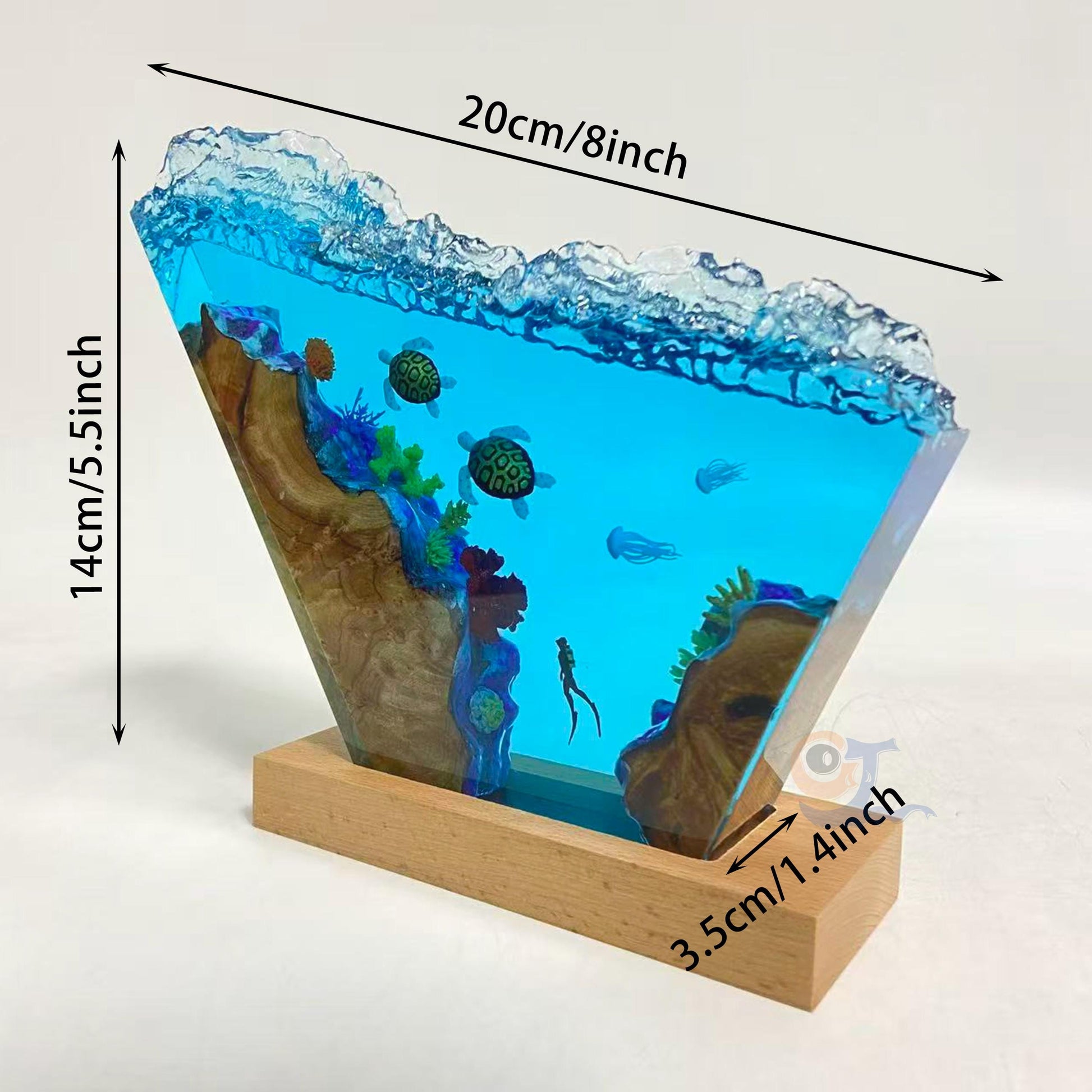 Ocean Scene Resin Night Light, Turtles, Jellyfish, Personalized Decoration For Divers, Gift For Best Friend, Gift For Mom