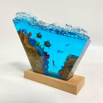 Ocean Scene Resin Night Light, Turtles, Jellyfish, Personalized Decoration For Divers, Gift For Best Friend, Gift For Mom