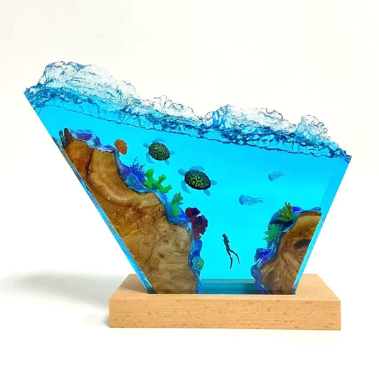 Ocean Scene Resin Night Light, Turtles, Jellyfish, Personalized Decoration For Divers, Gift For Best Friend, Gift For Mom