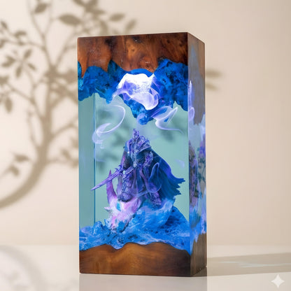 Lich King Arthas Frostmourne Resin Lamp, Warcraft Epic Night Light, resin night light for gamer, Handmade Sword figure, birthday gift ideas